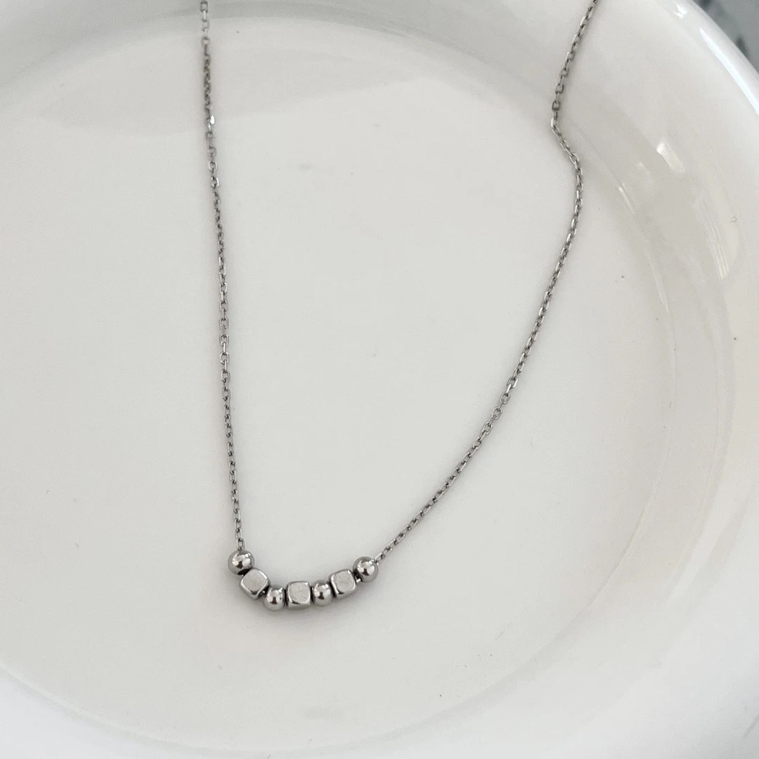 坠链均925银 韩ins时尚百搭气质简约雅丹 碎银圆珠项链轻奢小众