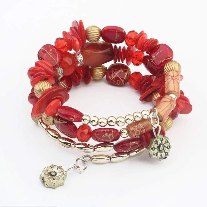 铁合金树脂手链 云南泰国度假民族风饰品多层手链手工缠绕手串