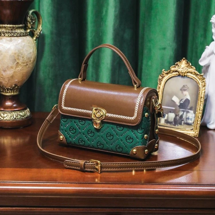 2023春季新款盒子包复古高级感手提小方包时尚小众单肩斜挎包小包