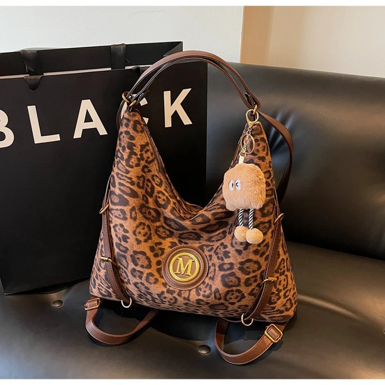 冬季复古绒布托特大包包女2024新款大容量百搭双肩包多功能斜挎包