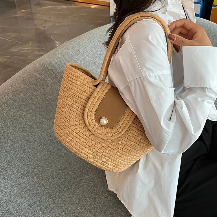 编织包包2024新款时尚爆款托特水桶包女大容量春夏休闲百搭单肩包