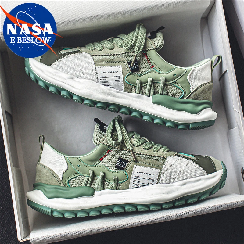 NASA联名男鞋夏季休闲鞋透气运动网面鞋平跟纯色帆布板鞋青少年