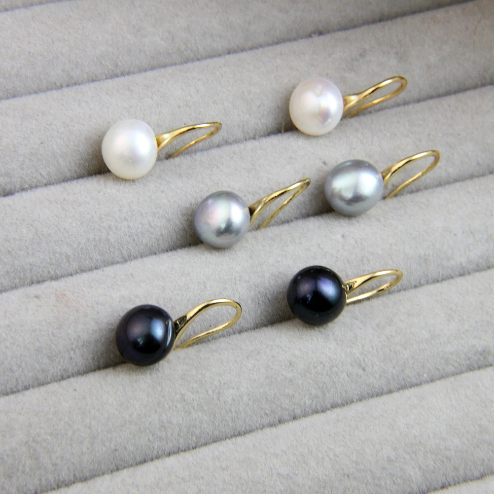 天然淡水珍珠耳钩耳坠女式镜面强光925珍珠法式珍珠耳钩高跟鞋