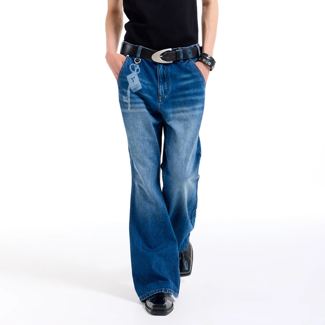 TERRAINCOGNITA/未知领域钥匙图案微喇叭牛仔裤休闲宽松百搭长裤