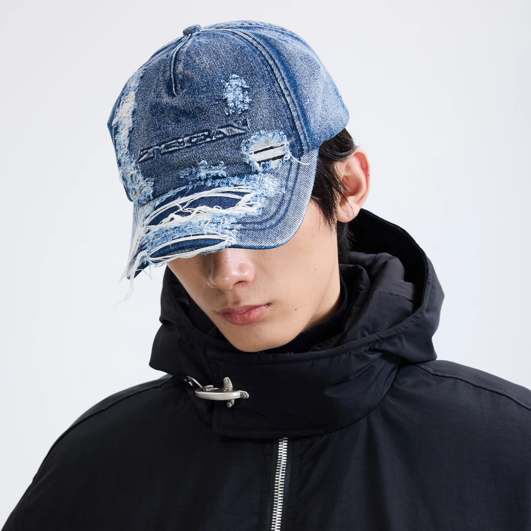 TERRAINCOGNITA/未知领域水洗蓝做旧破坏"TCGA"牛仔百搭鸭舌帽