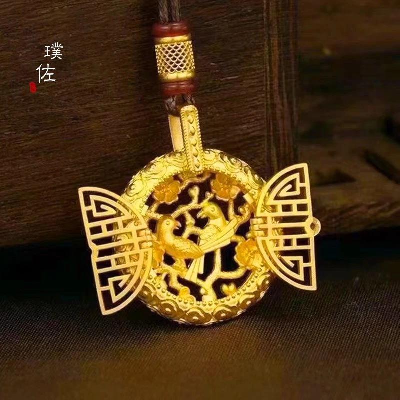 合金吊坠 金店同款不掉色越南沙金 开窗见喜项链吊坠 高品质国潮