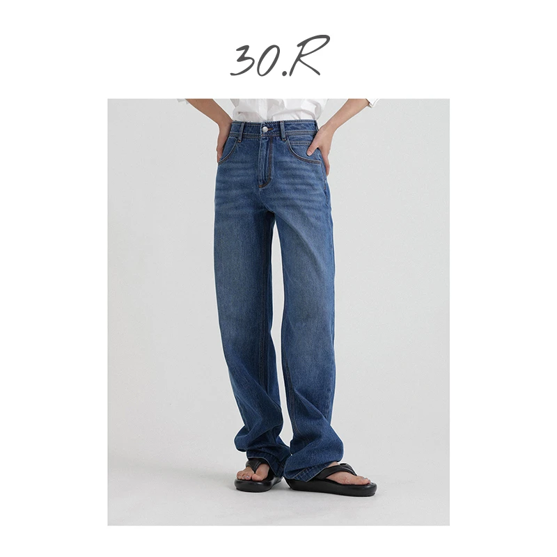 30.R自然系女装/VTG DENIM定制长绒棉天丝混纺磨洗分割牛仔裤