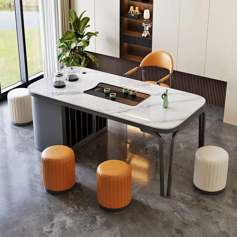 岩板茶台桌黑色简约严选台面接待时尚实用严选岩板茶台岩板茶台