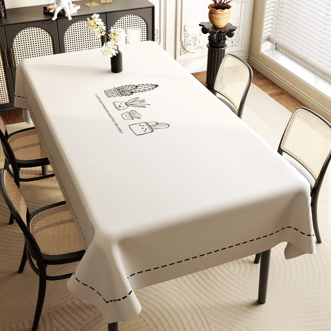家用免洗简约防水防油防烫轻奢高级感pvc长方形餐桌茶几桌布台布