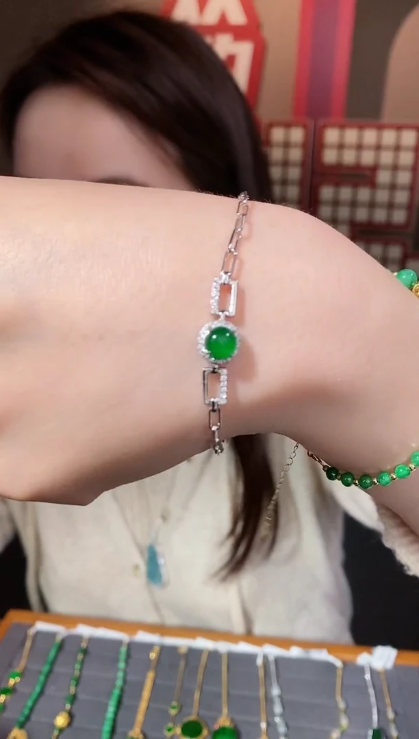 【闪购商品】翡翠手链银S925镶嵌@@E8279