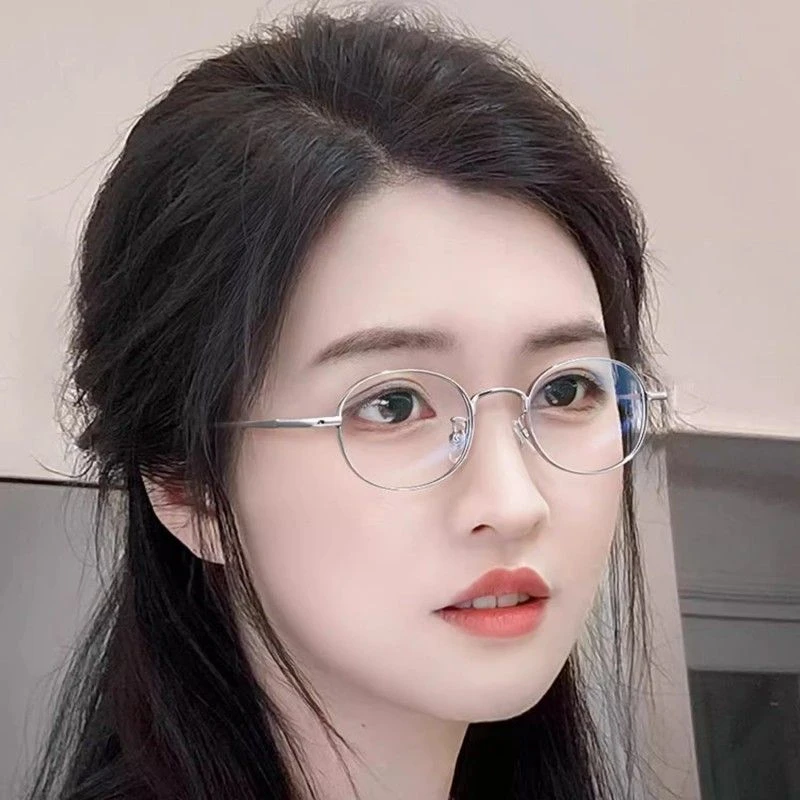 刘亦菲同款眼镜女轻钛合金椭圆框小脸近视可配度数素颜眼镜框架