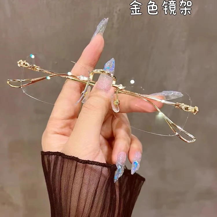 王一博御姐眼镜斯文败类无框女近视可配有度数男无边框防蓝光