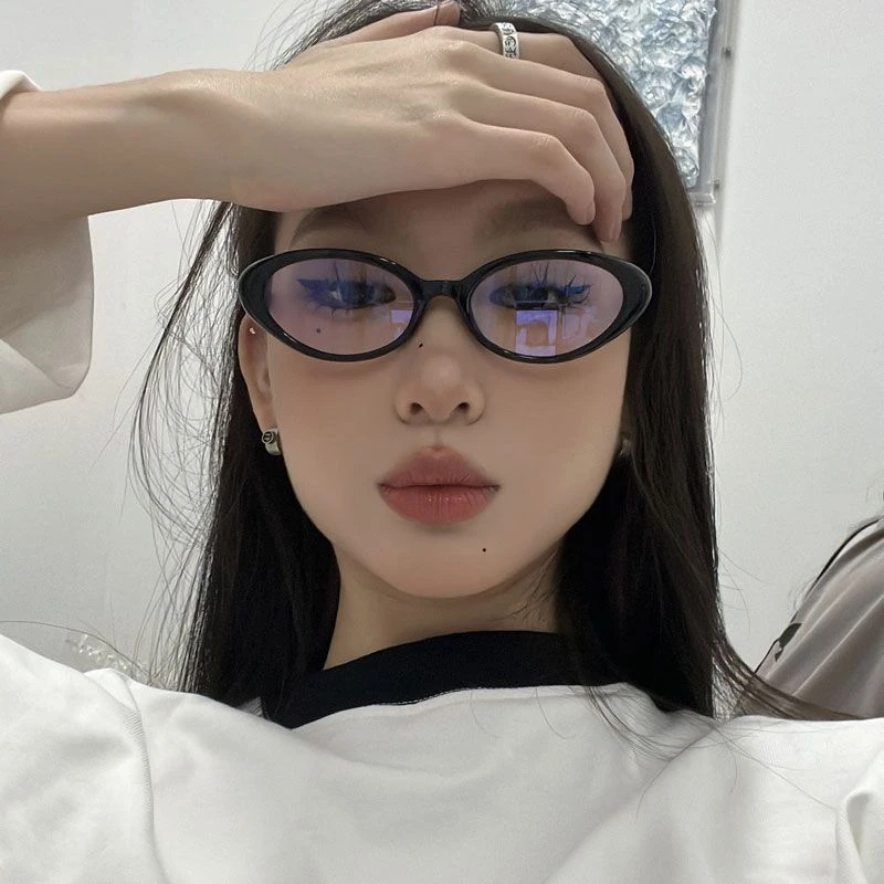 复古素颜神器椭圆形Y2K配有度数黑框小脸小框平面镜女近视眼镜架