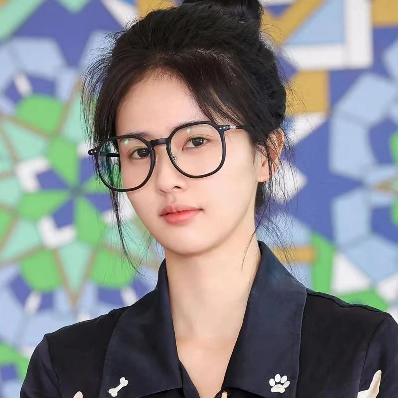 白鹿同款黑框眼镜女网红大框圆脸显瘦可配近视有度数素颜百搭神器