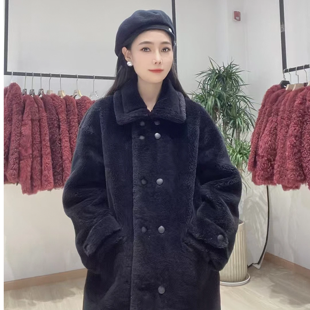 【伦敦回忆】7788高级女款黑色休闲宽松长款气质设计师冬季大衣