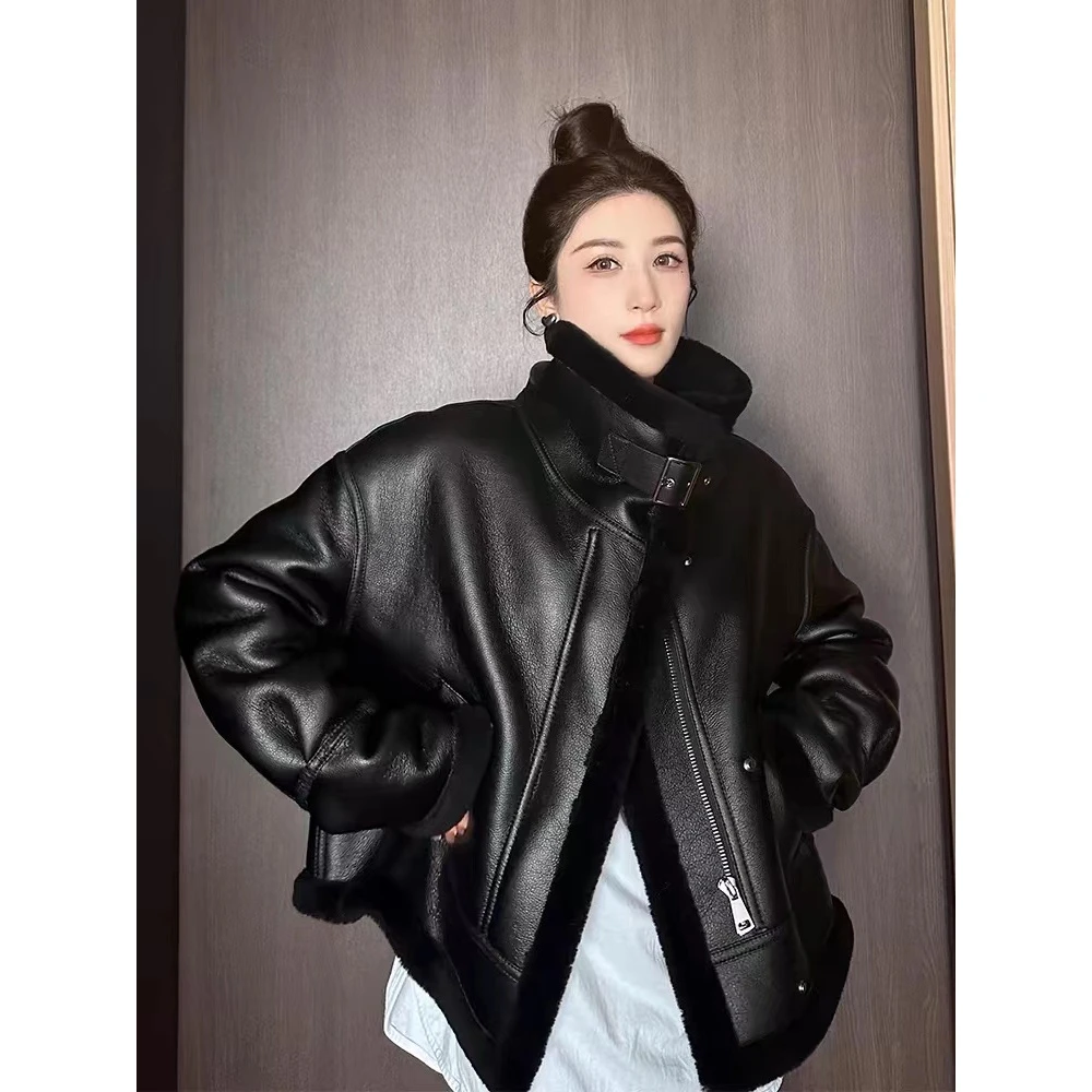 美尚公主【高端】6144反季加厚网红设计师气质翻领短外套时尚