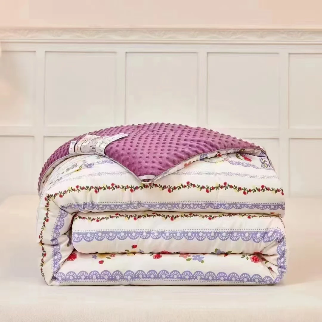 4斤1.5米X2米亲肤冬被棉豆豆被机洗单人加厚夹棉双面学生绗缝