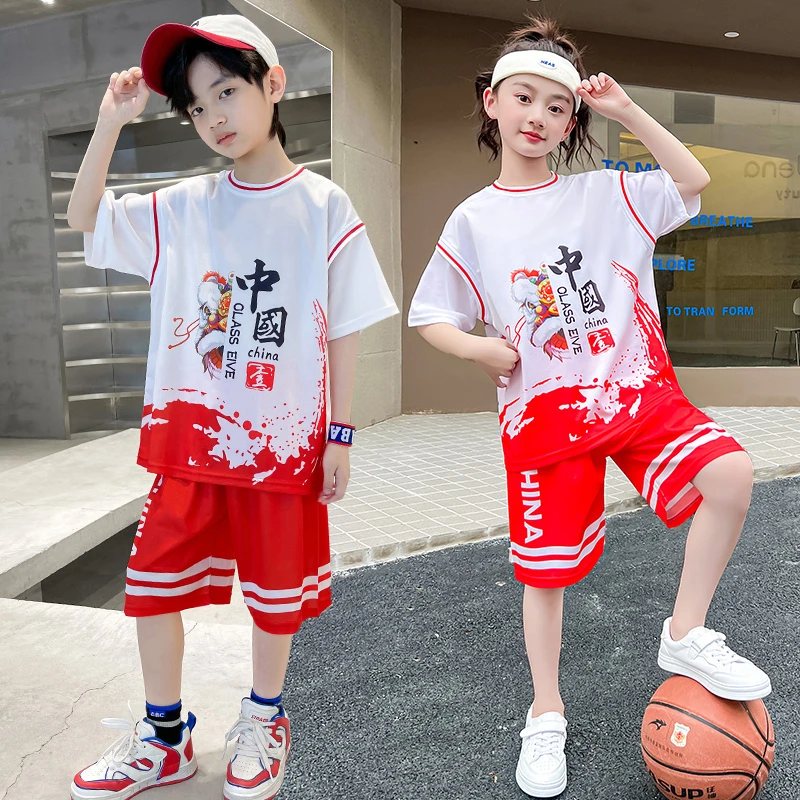 男童夏装速干篮球服套装儿童装2024新款夏季中男孩男女童国风运动