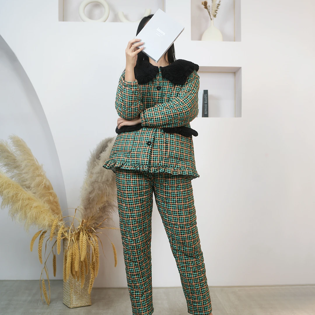 【繁花3.0】三层夹棉加厚可外穿家居服套装女秋冬季睡衣加厚