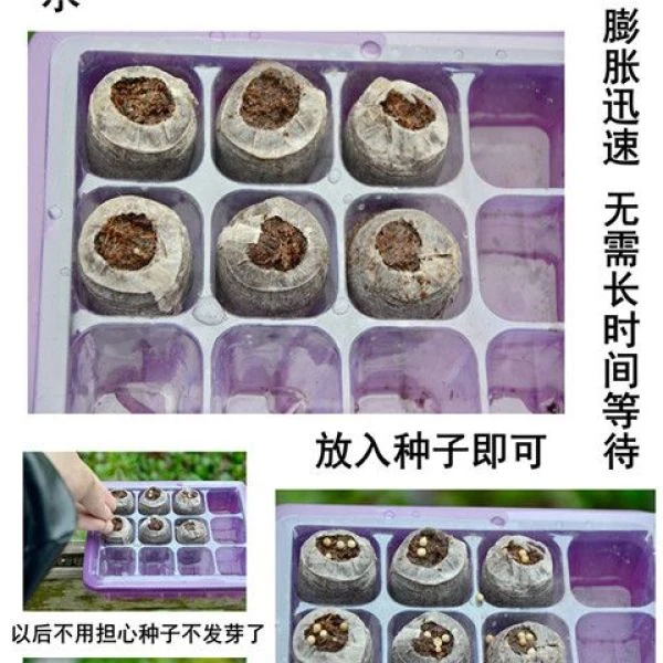 泥炭园艺播种土蔬菜花卉多肉通用育苗盒育苗块压缩营养土基质块