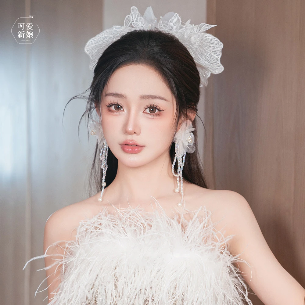 合金婚庆饰品 韩式森系超仙蝴蝶流苏边夹结婚白纱礼服发饰QA16