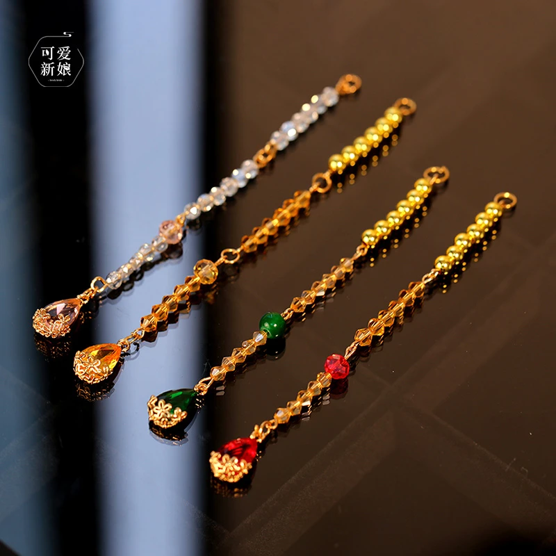 中式甜美秀禾点缀百搭眉心坠水晶额饰新娘减龄古典头饰20241157