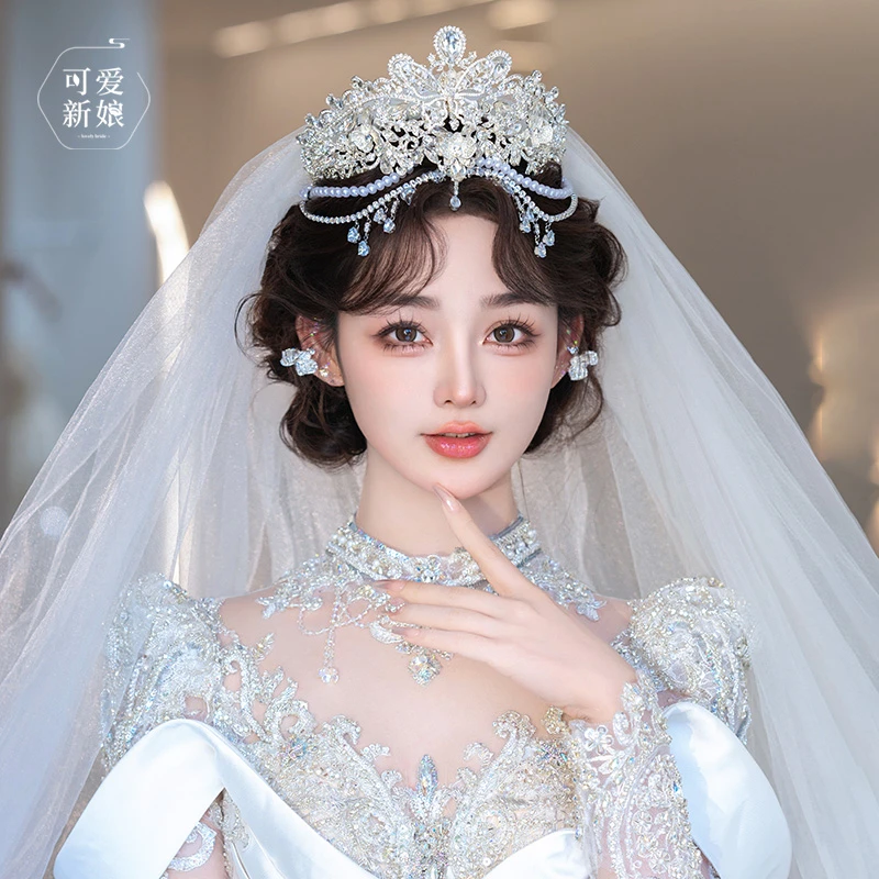 合金婚庆饰品 韩式水钻轻奢高级大气公主王冠婚纱头饰20240214