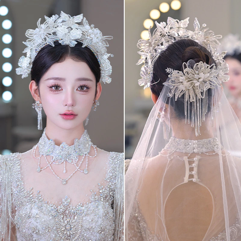 合金婚庆饰品 韩式高级新娘皇冠闪钻蝴蝶清冷婚纱发饰20240744