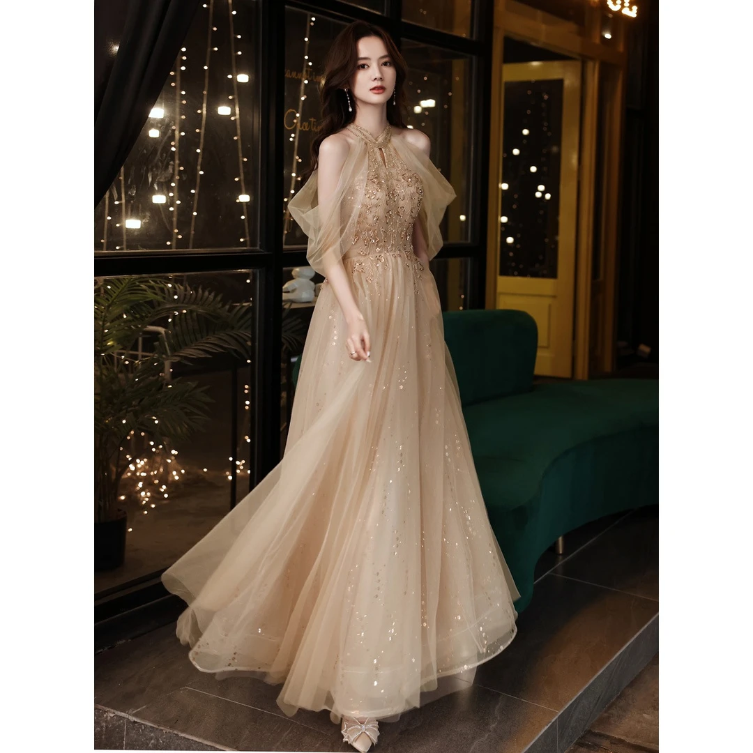 高级感晚礼服女轻奢小众高端订婚礼新款敬酒服新娘气质成人连衣裙