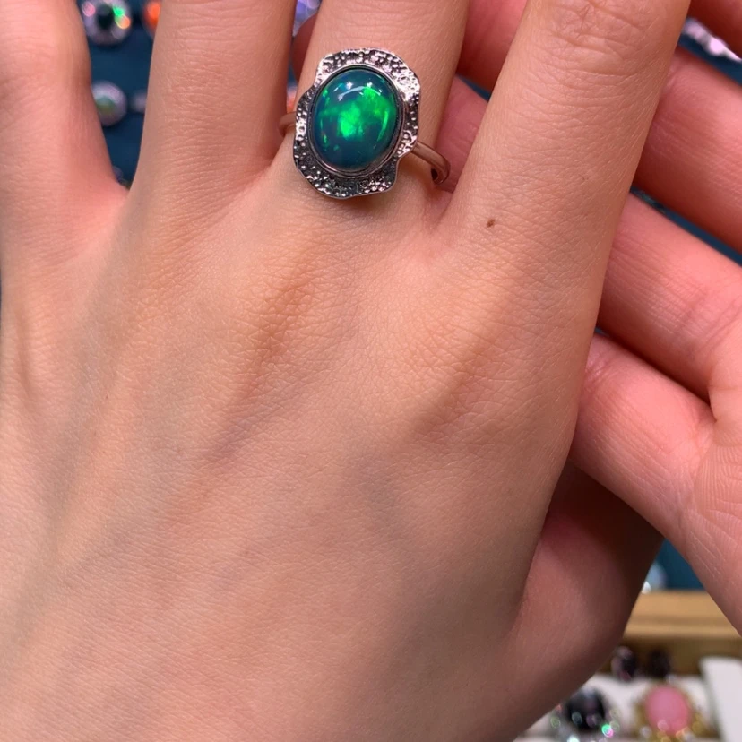 【闪购商品】欧泊戒指裸石定制不退不换银S925镶嵌