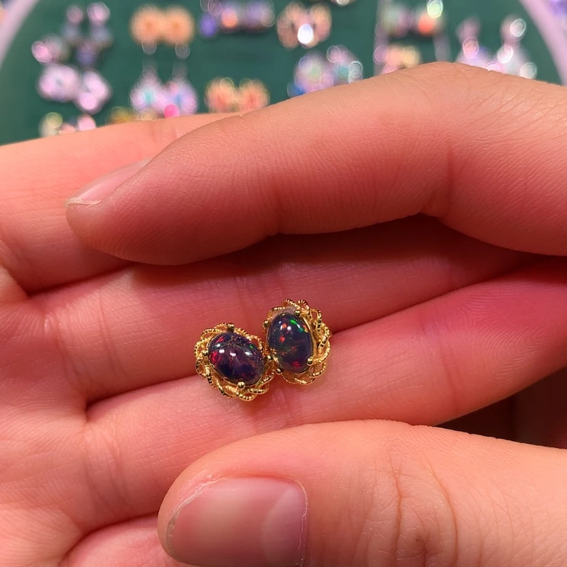 【闪购商品】欧泊耳钉银S925镀金镶嵌用****9