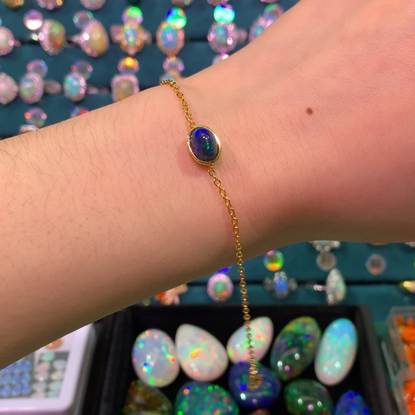 【闪购商品】欧泊手链银S925镀金镶嵌淼*