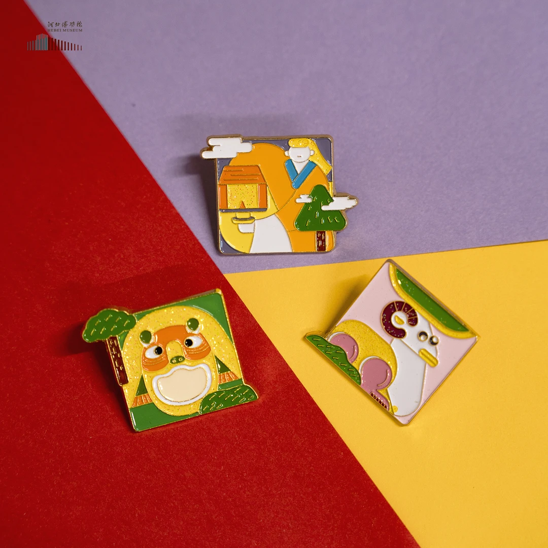 河博文创好物长信宫灯文创胸针 创意金属饰品仿珐琅 趣彩金属徽章