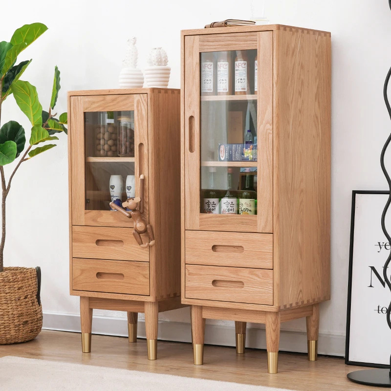 实木酒柜橡木电视边柜客厅家具展示柜实木玻璃柜实木红酒柜立柜