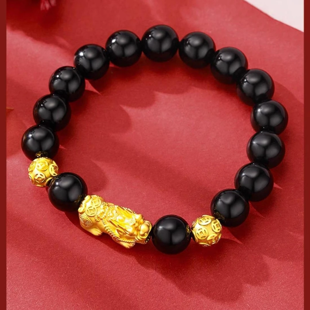 铜合金手链 貔貅手串黑色男士复古手链串珠时尚饰品父亲节礼物