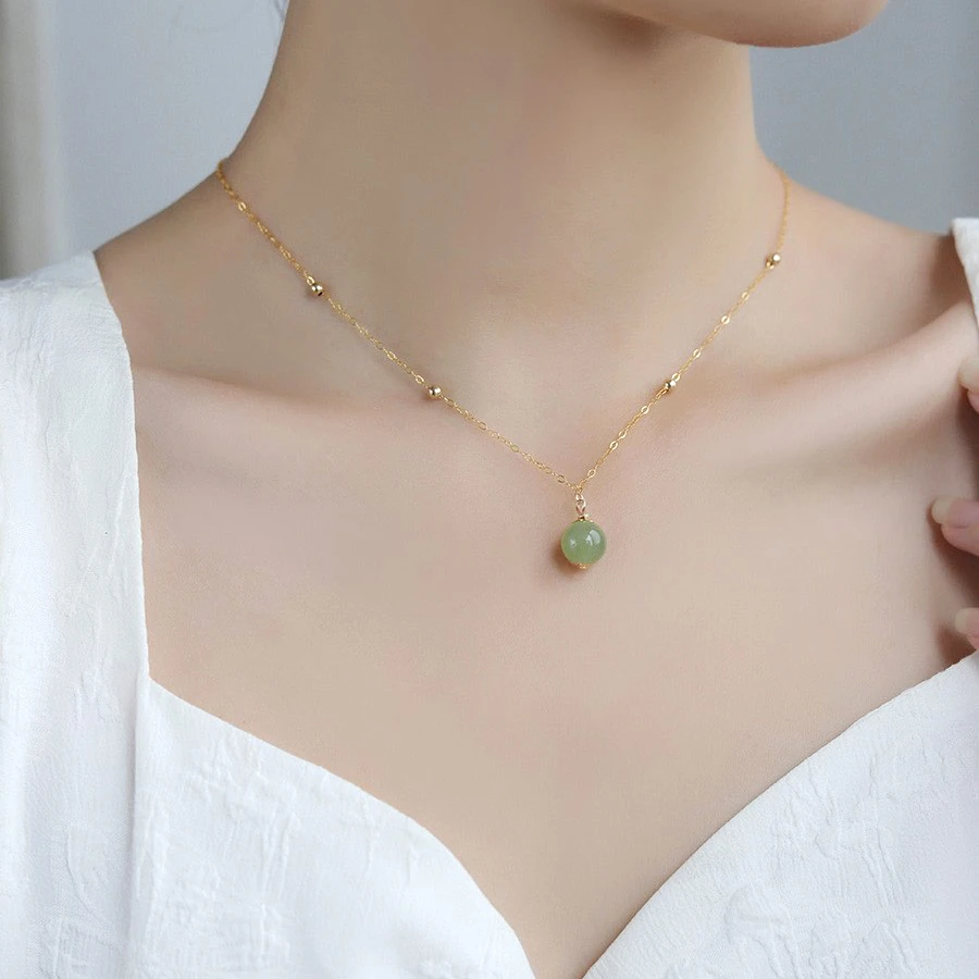 钛钢吊坠 小灯笼珠珠项链女款送女朋友礼物钛钢锁骨链女款项链