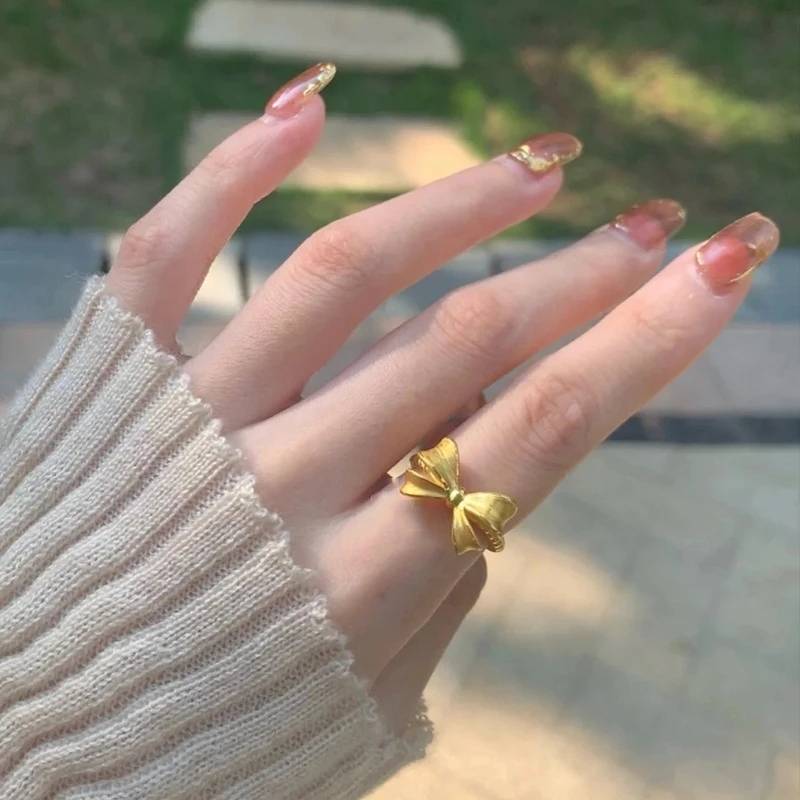 铜合金戒指 蝴蝶结戒指可调节戒指小众ins可爱甜美时尚指环