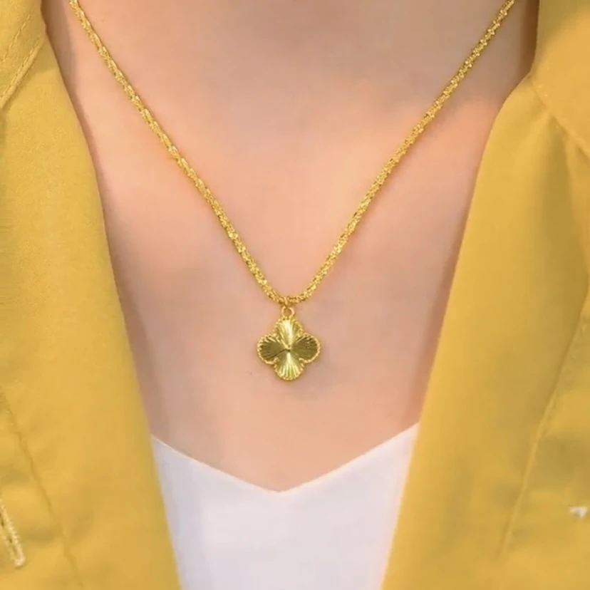 波光粼粼幸运花项链新款轻奢时尚小众设计女款项链