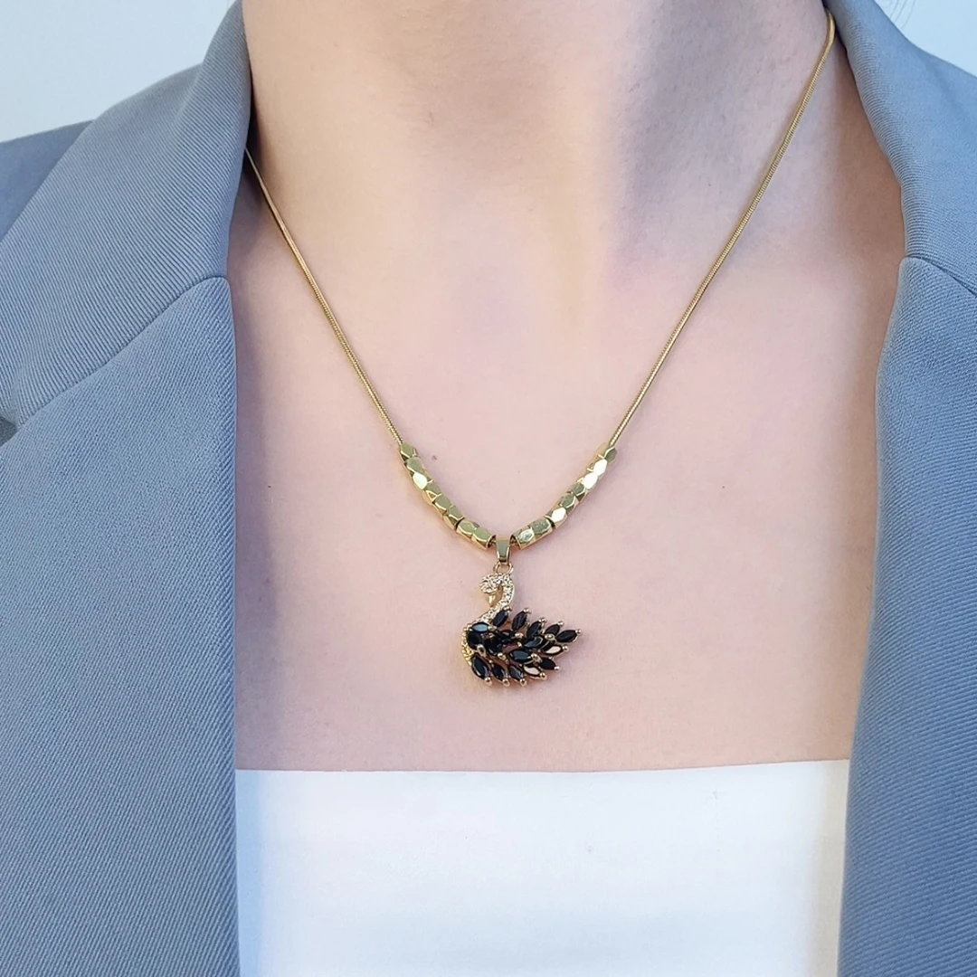 钛钢项链 黑天鹅吊坠女款项链2025新款时尚小众设计感网红首饰品