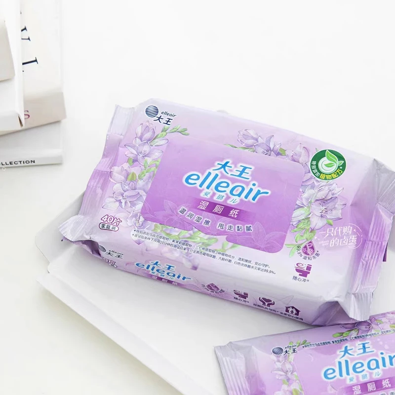大王elleair湿厕纸舒缓洁净型可溶于马桶40片/包