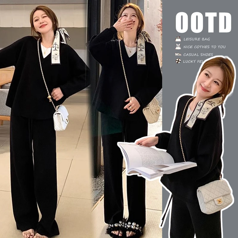 Y2059#【9.28-1D】2024孕妇装休闲洋气套装时尚外出懒人穿搭套装