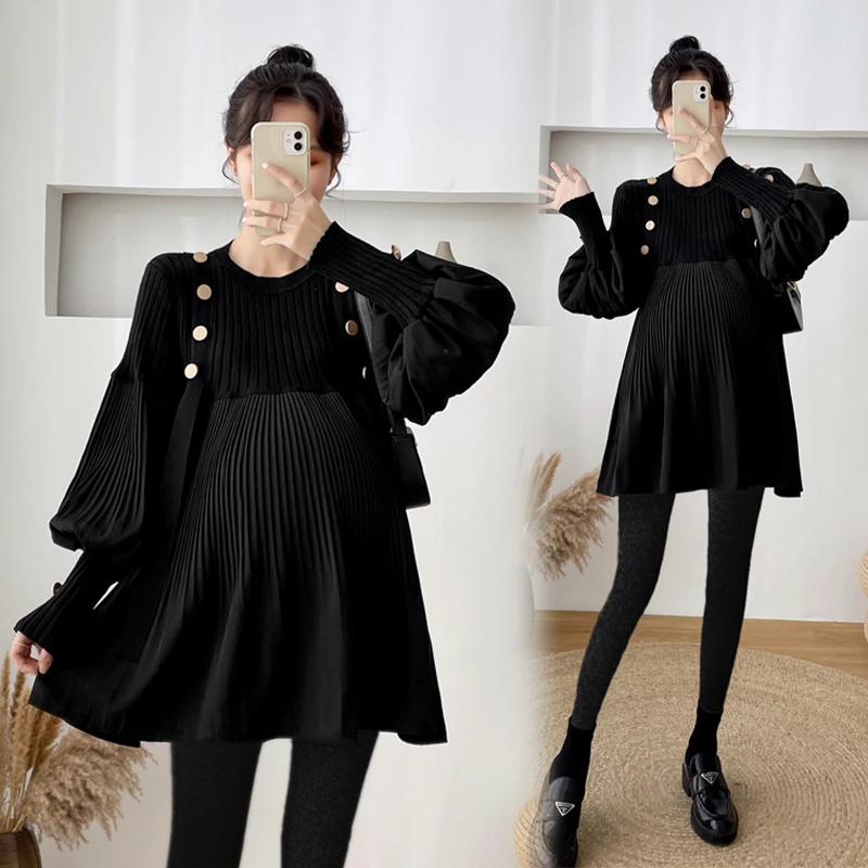 X3699#11.2 新款春装孕妇装大码宽松针织拼接孕妇上衣孕妇连衣裙