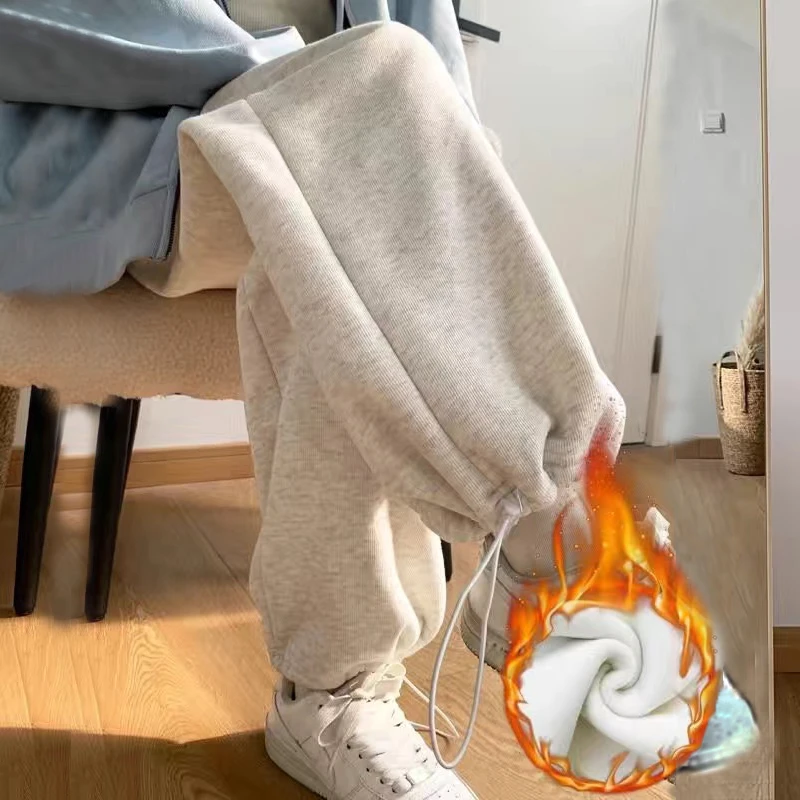 X3834#12.12 孕妇裤子运动裤秋冬款加厚加绒不勒肚子束脚休闲裤