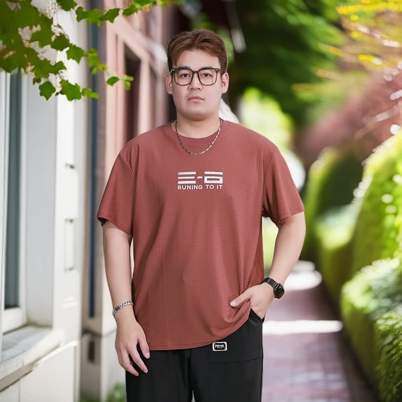 【冰丝短袖】胖蝈蝈夏季薄款T恤加肥加大冰丝速干短袖高考毕业季