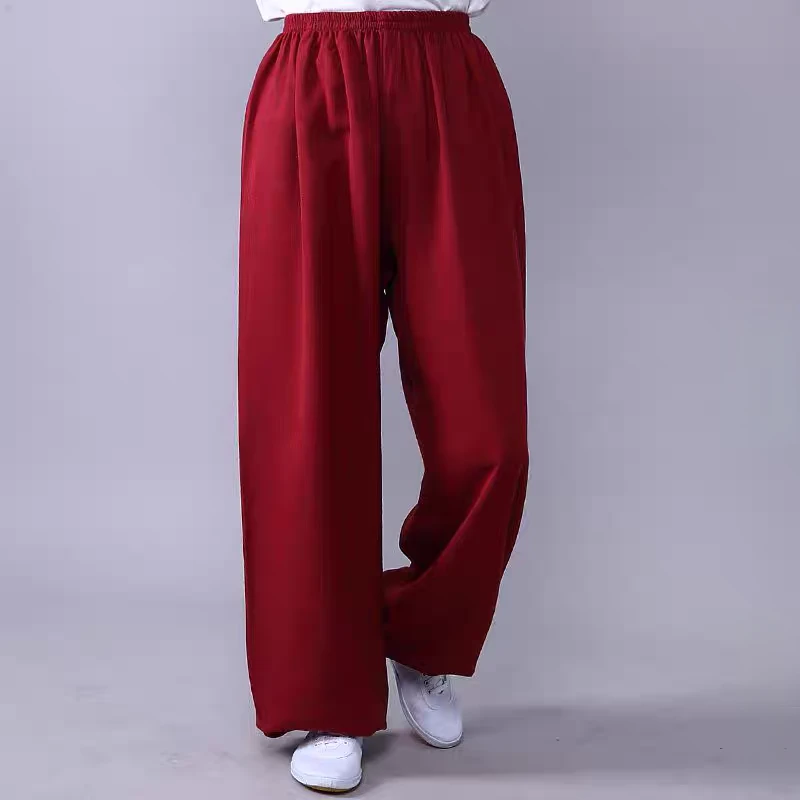 夏季男女同款宽松版舒适透气绵绸太极裤