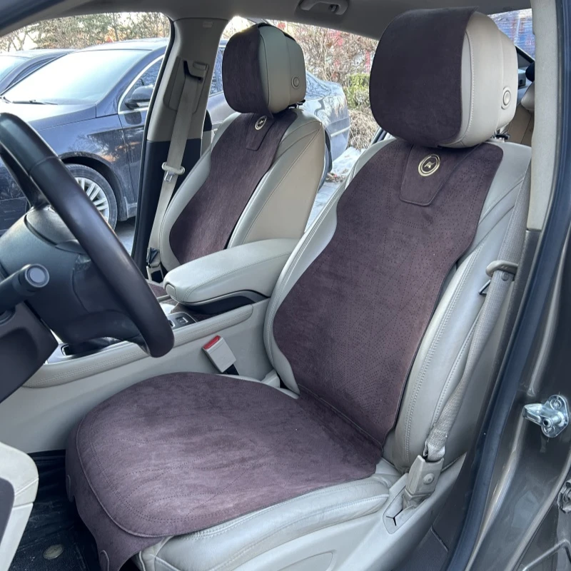 轻奢科技翻毛皮透气马鞍垫汽车坐垫垫超薄通风四季通用坐垫透气