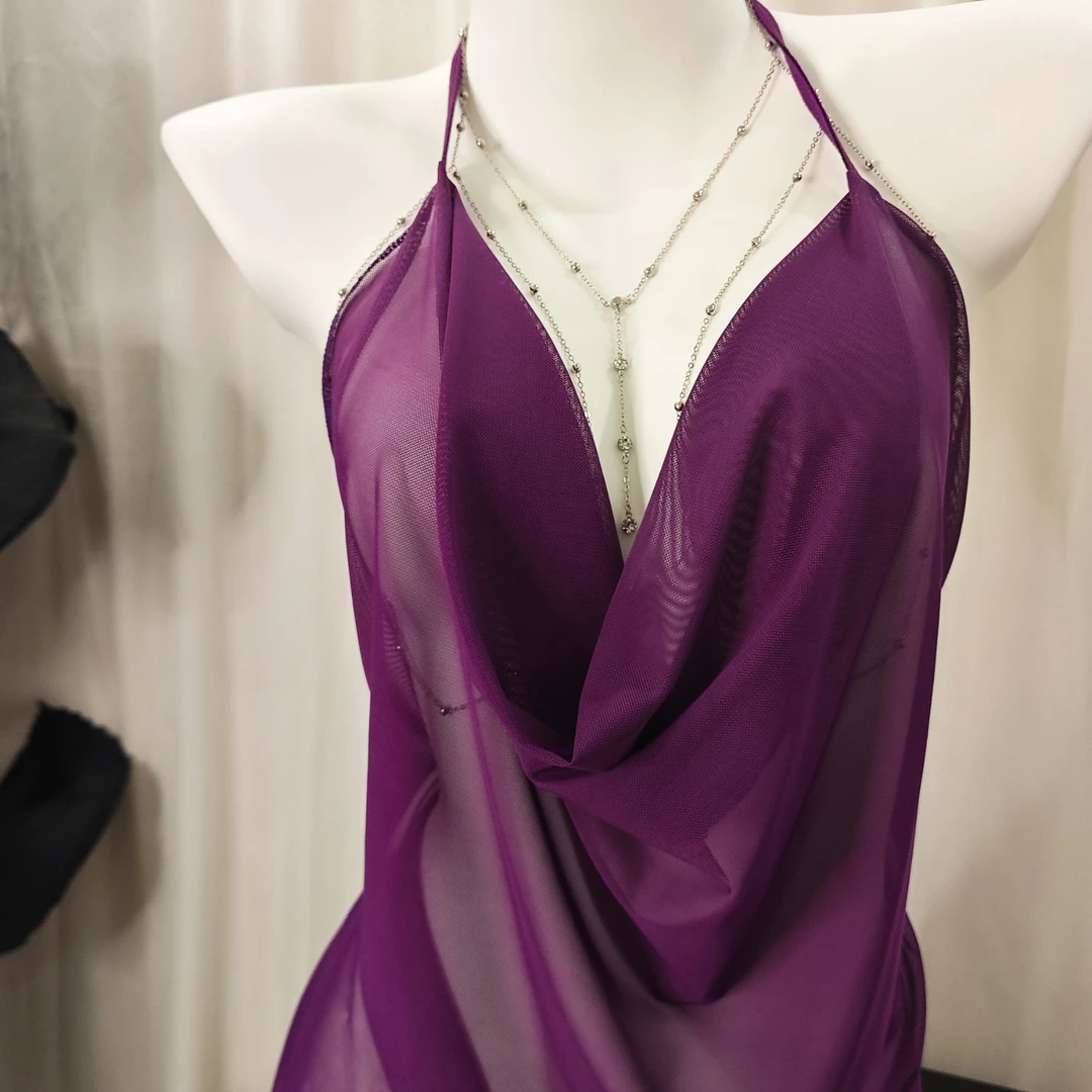 【蜜桃私物】内衣性感纯欲紫肚兜风情薄款睡衣法式设计感