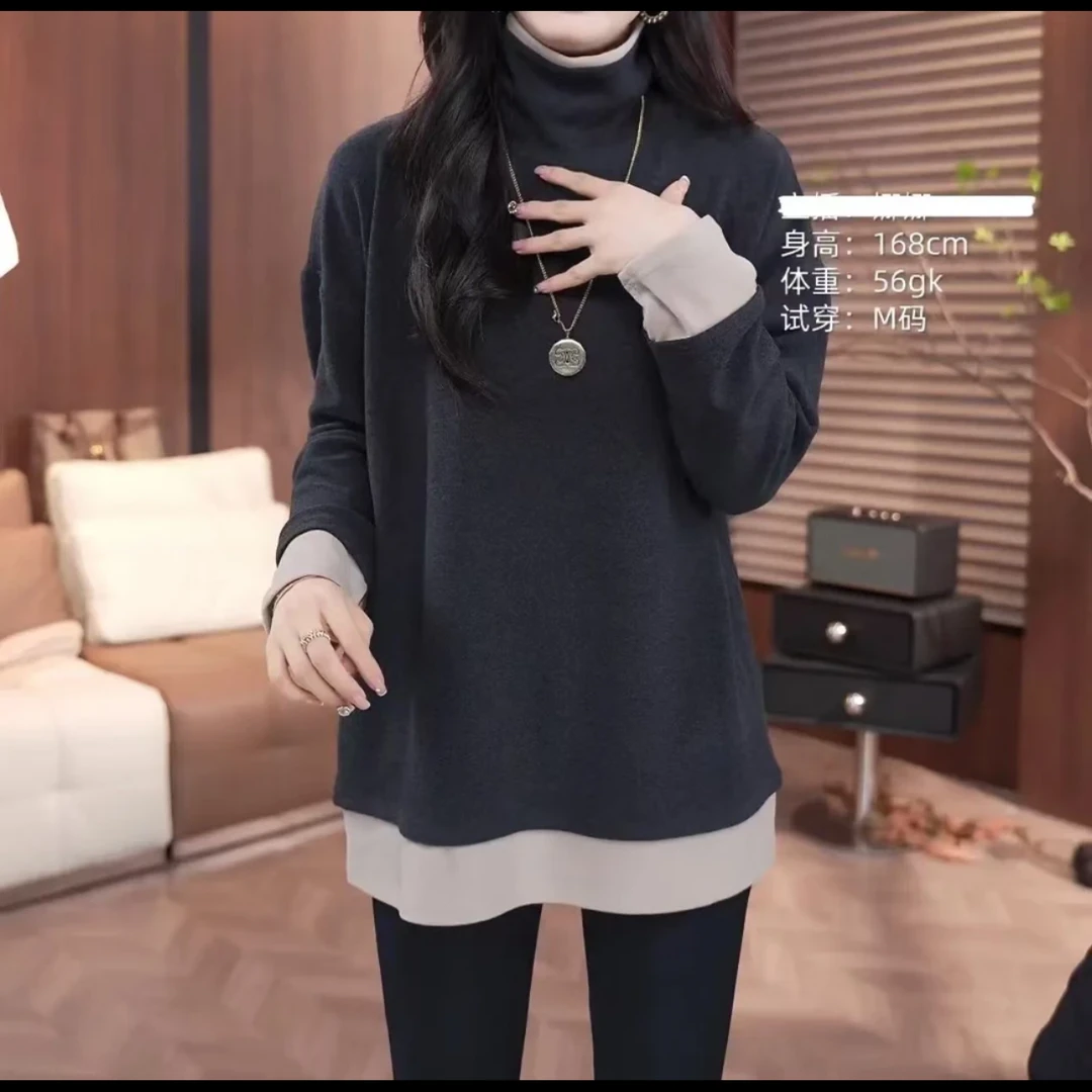 -7爆款打底衫显瘦气质洋宽松遮肚打底休闲时尚设计感809