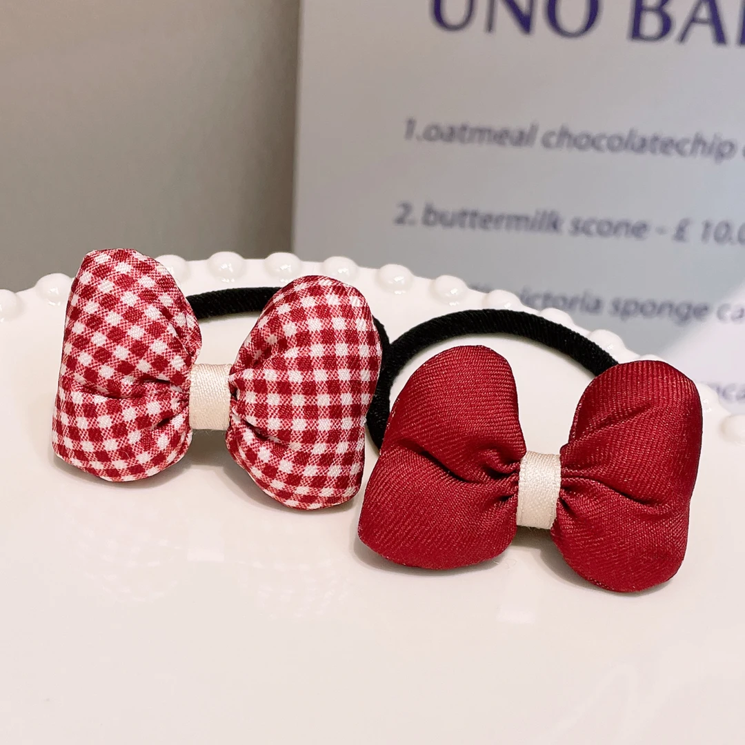 A-4240 d 2个ab款红色蝴蝶结头绳 发圈