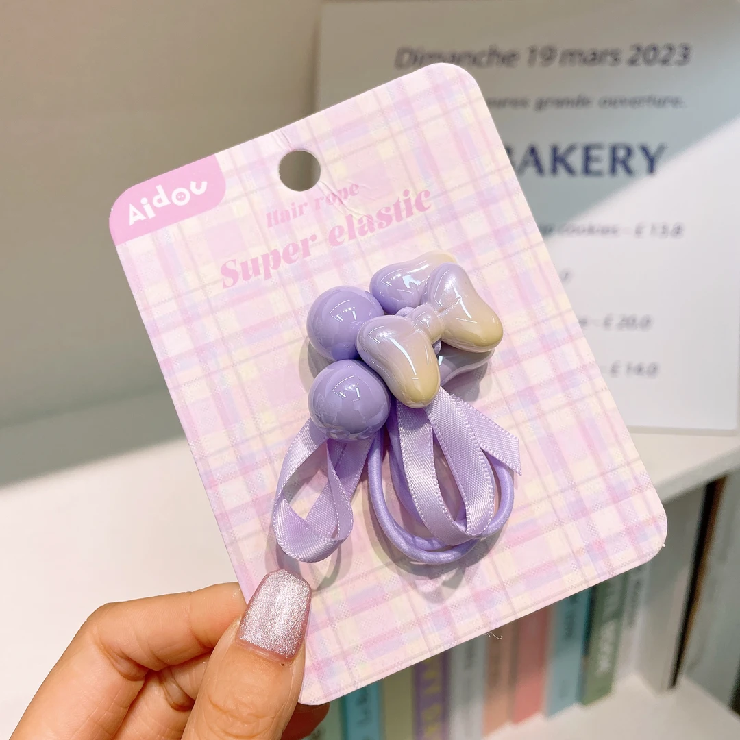 A-1749  ad 1对紫色蝴蝶结绕绕头绳 发圈